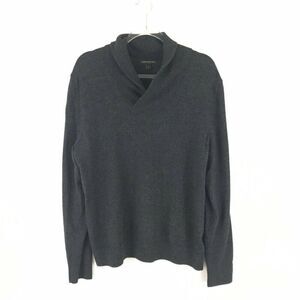 Banana Republic Mens Sweater Large Dark Gray Knit Long Sleeve Collared